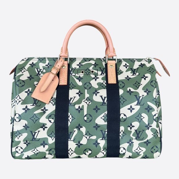 Louis Vuitton Takashi Murakami Green Camouflage Monogram Speedy 35 - Picture 1 of 7